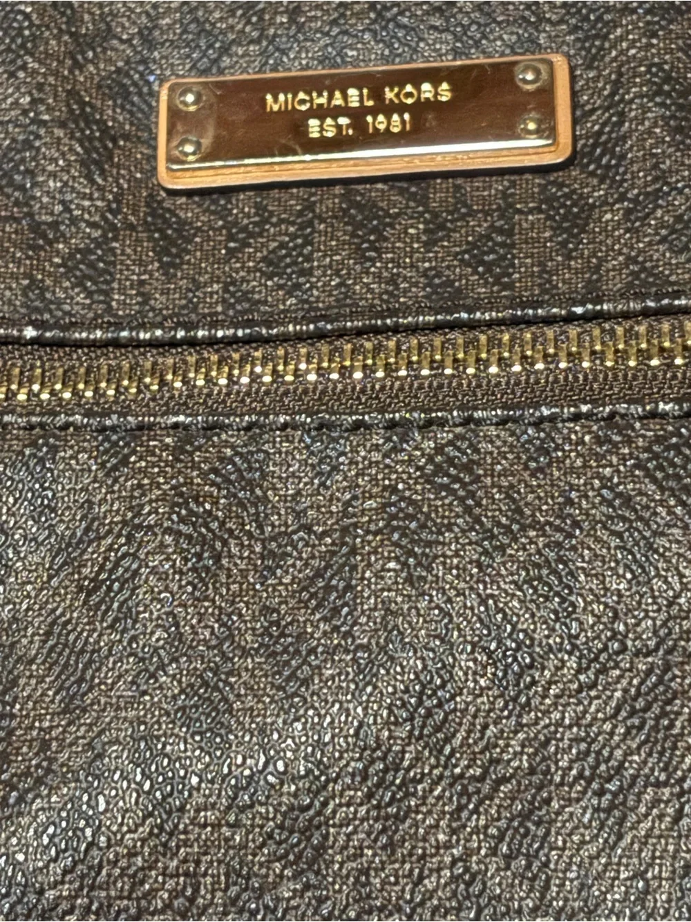 Michael Kors Jet Set Brown Signature Logo Crossbody Bag Double Zip Shoulder Bag